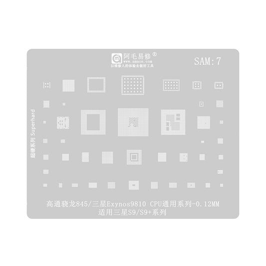 AMAOE BGA Reballing Stencil With CPU Position SAM7 for Samsung Galaxy S9 / S9 Plus
