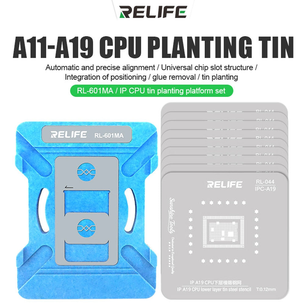 RELIFE RL-601MA A11-A19 Pro IP CPU Repair Fixture Set Mobile Phone Repair Tool Tin Planting Platform
