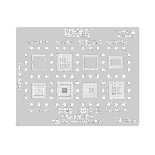 AMAOE BGA Reballing Stencil With CPU Position EU3 for Samsung Exynos