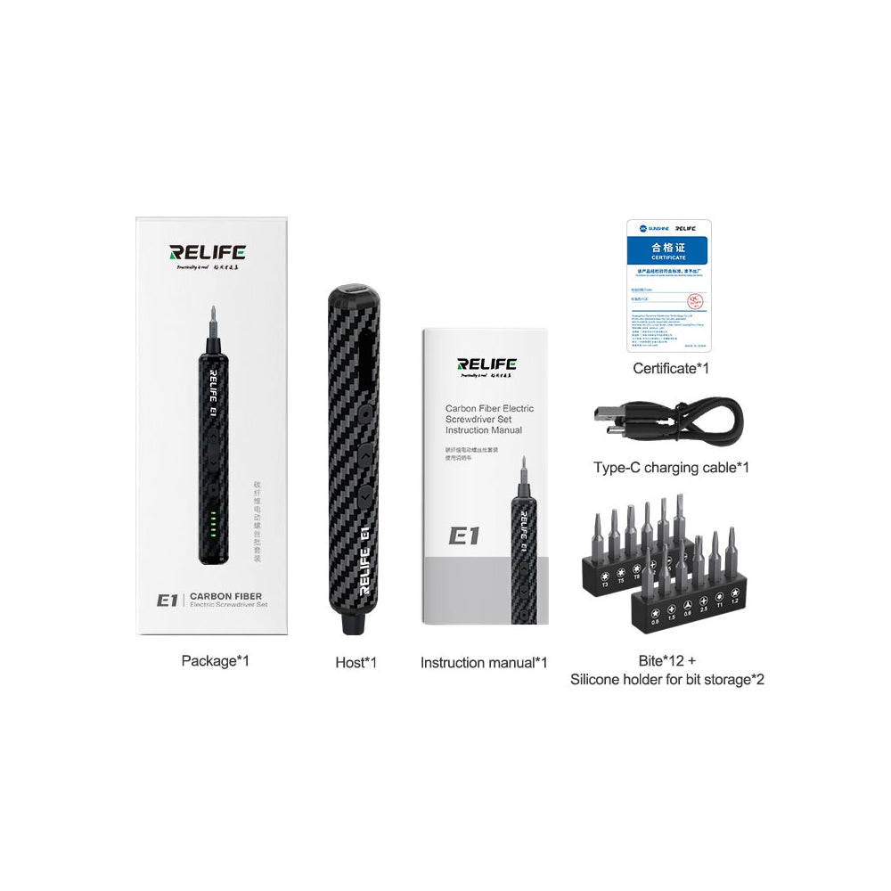 RELIFE E1 Carbon Fiber Electric Screwdriver Set