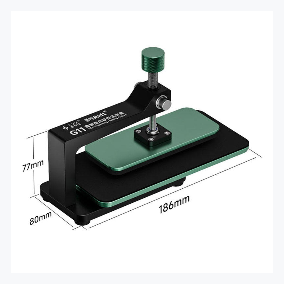 XZZ G11 fixture dimensions 186mm x 80mm with 77mm working height