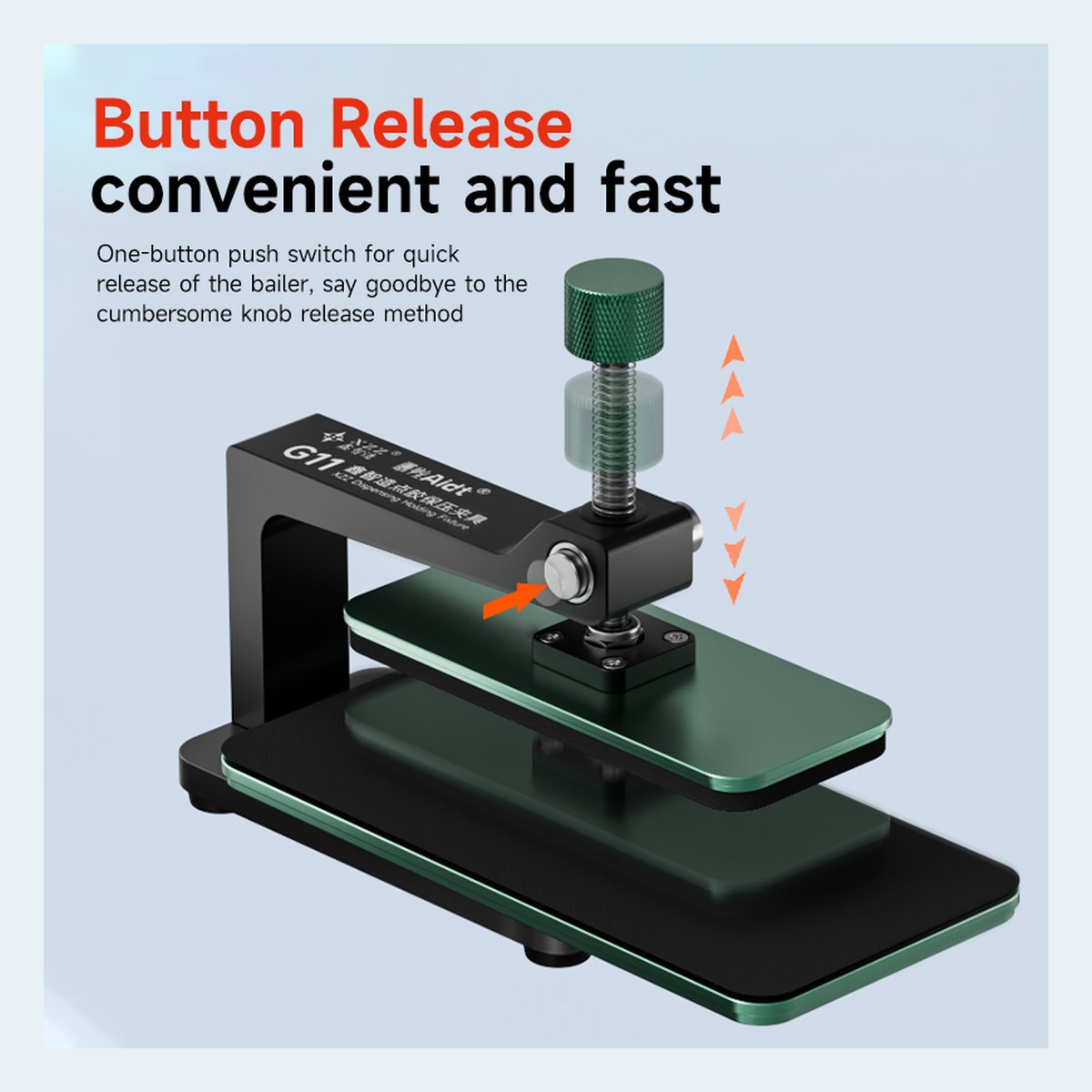 XZZ G11 push-button bailer release for fast screen clamping