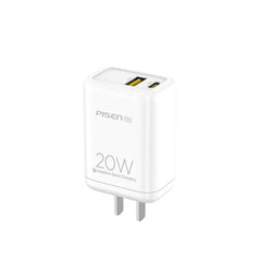 Pisen 1 USB 1 TYPE C Fast Wall Charger 20W