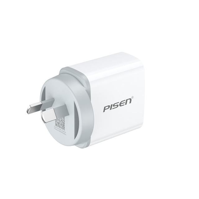 Pisen Dual Port Type C and Type A 18W QC PD Wall Charger