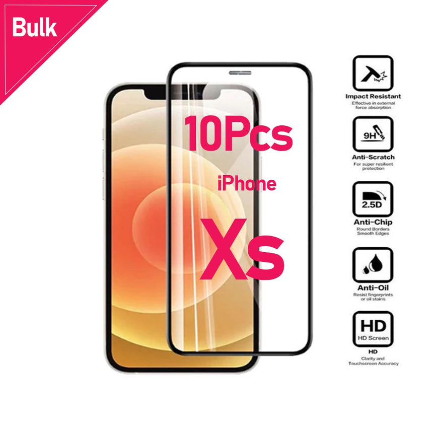 iPhone XS Tempered Glass Full 5D x 10pcs [Bulk]