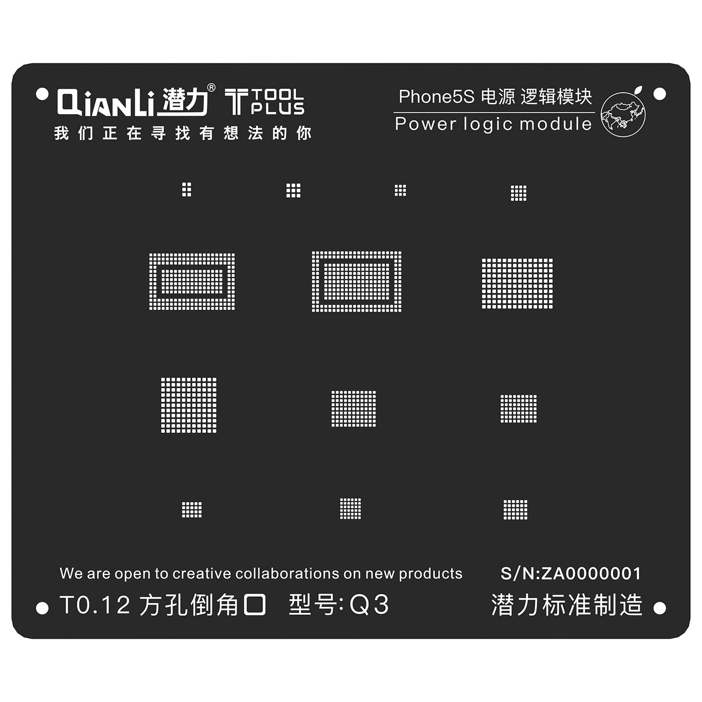Qianli Toolplus iPhone Power Logic Module BGA Reballing Iblack Black Stencil