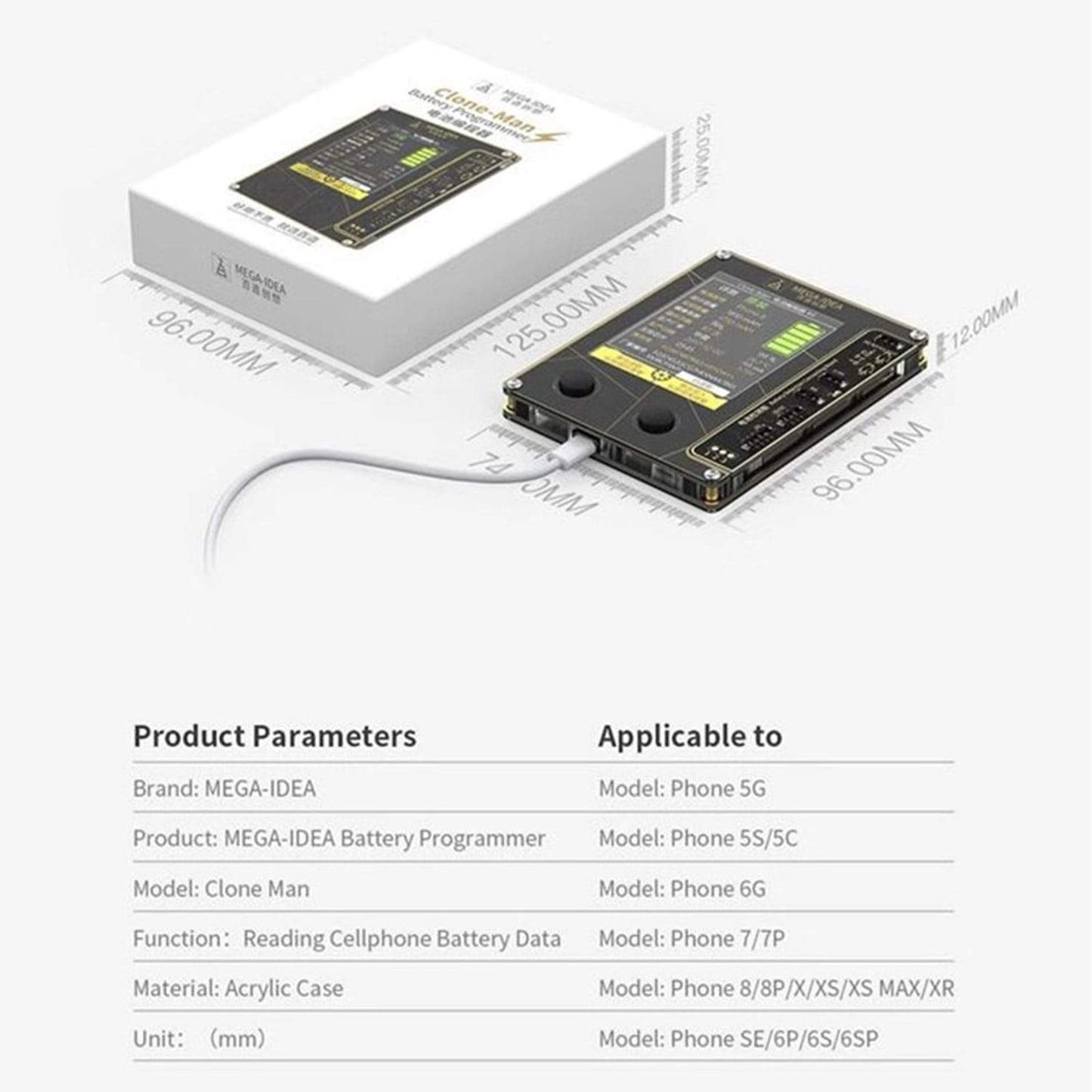 Mega-iDEA Battery Programmer for iPhone 5-XR