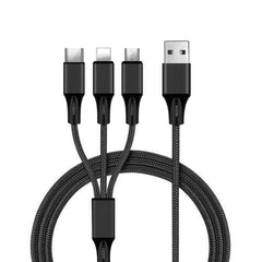 PISEN 1.5M 3in1 Aluminum Alloy Braided Charging Cable(1500mm) AP01-1500