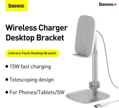 Baseus 15W Literary Youth Telescopic Stand Wireless Charging [White]