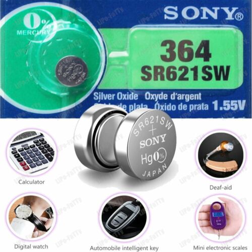 SR621SW Silver Oxide 364 5PC Genuine Sony Watch Battery Made in Japan EXP10/2026